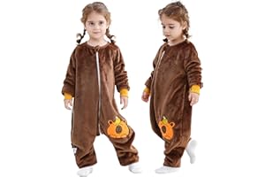 MICHLEY Toddler Flannel Sleeping Sack with Feet,Long Sleeve Baby Sleeping Bag 3-Way Zipper Super Warm Wearable Blankets