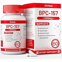 BPC 157 Peptide Capsules 1000 mcg, supports muscle growth, tissue repair, strength, non-GMO, gluten-free, 60 capsules