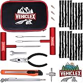 Vehiclex Tire Plug Kit with Aluminum Handled Tools, Plugs, and Pliers in Sturdy Zippered Bag - Emergency Kit for ATV, Car, Mo