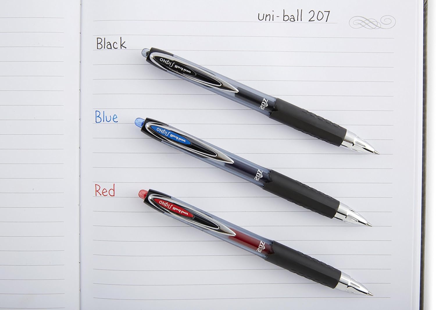 uni-ball 207 Retractable Gel Pens, Medium Point, Blue, Box of 12 - 33951: Office Products