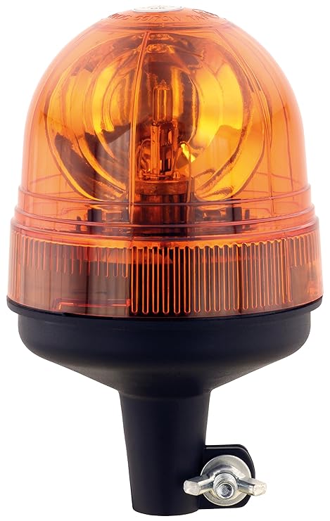 AdLuminis Halogen Rundumleuchte Orange, Groß Mit Festem Fuß, Blinkleuchte 12V 24V, ECE R65 Straßenverkehr Zulassung, KFZ Warn