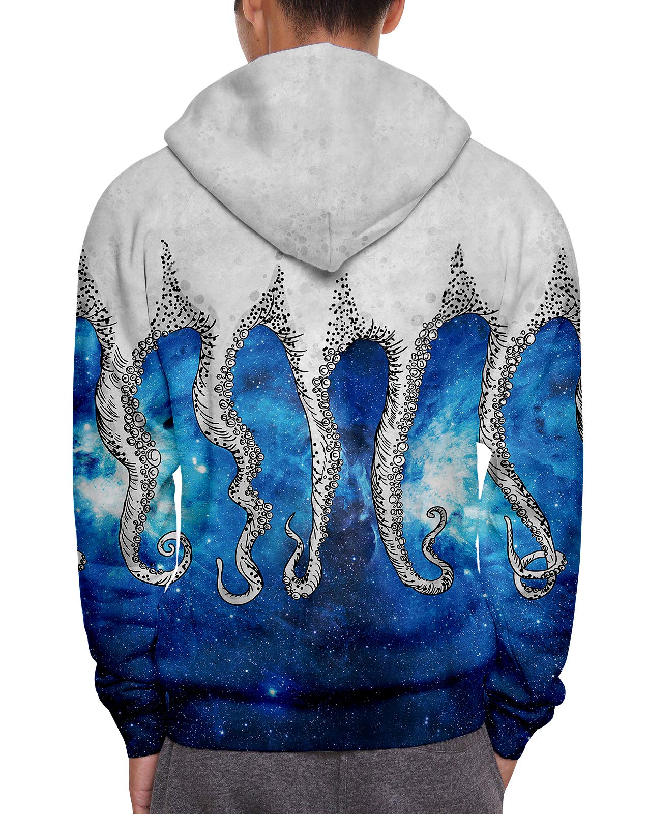 Youth Boys Galaxy Autumn Hoodie Zip-Up Sweatshirt with Pouch Pockets Top Hooded Shirts for Teens Outdoor Sport L