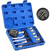 Orion Motor Tech Engine Compression Tester Kit, 9 pc Fuel Pressure Gauge Set with Spark Plug Tester for Mechanics, Cylinder C