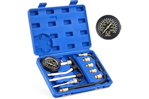 Orion Motor Tech Engine Compression Tester Kit, 9 pc Cylinder Compression Tester Kit with Spark Plug Tester 4 Adapters, Adjustable Engine Cylinder Pressure Gauge Kit for Gasoline Engines