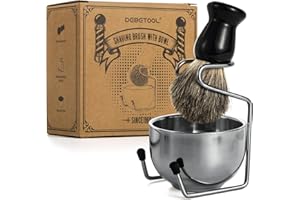 DEBETOOL Shaving Brush Set for Men – Pure Badger Hair Shaving Brush and Bowl, Exfoliating Shaving Cream Brush Gifts for Fathers Day