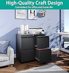 SISESOL 2-Drawer Mobile File Cabinet - Under Desk