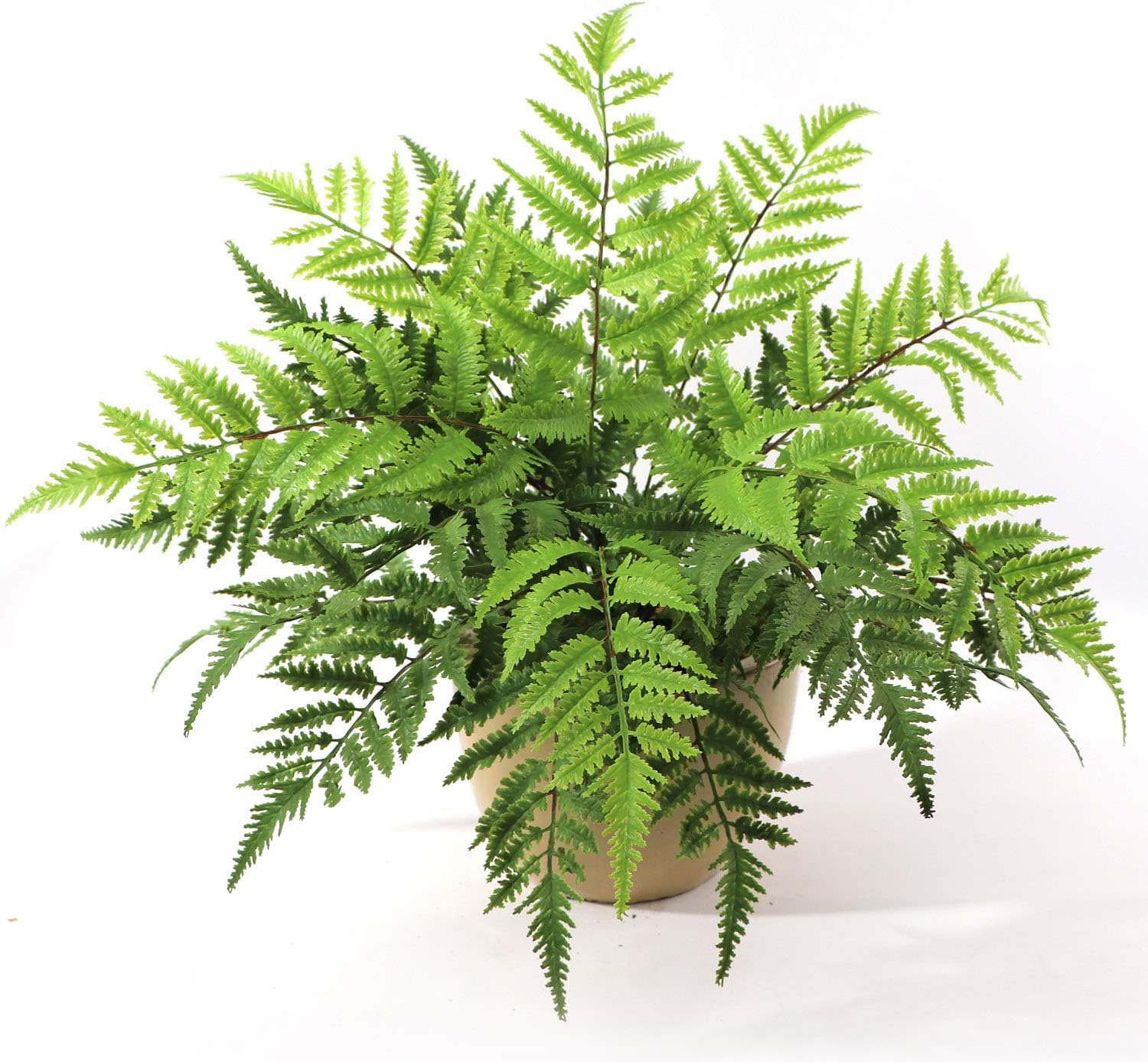 Larksilk Leatherleaf Fern Artificial 28" Plant | 7 Frond Silk Greenery Bush for Indoor Home Décor or Outdoor Plant, Hanging Basket, Planter, 4-Pack