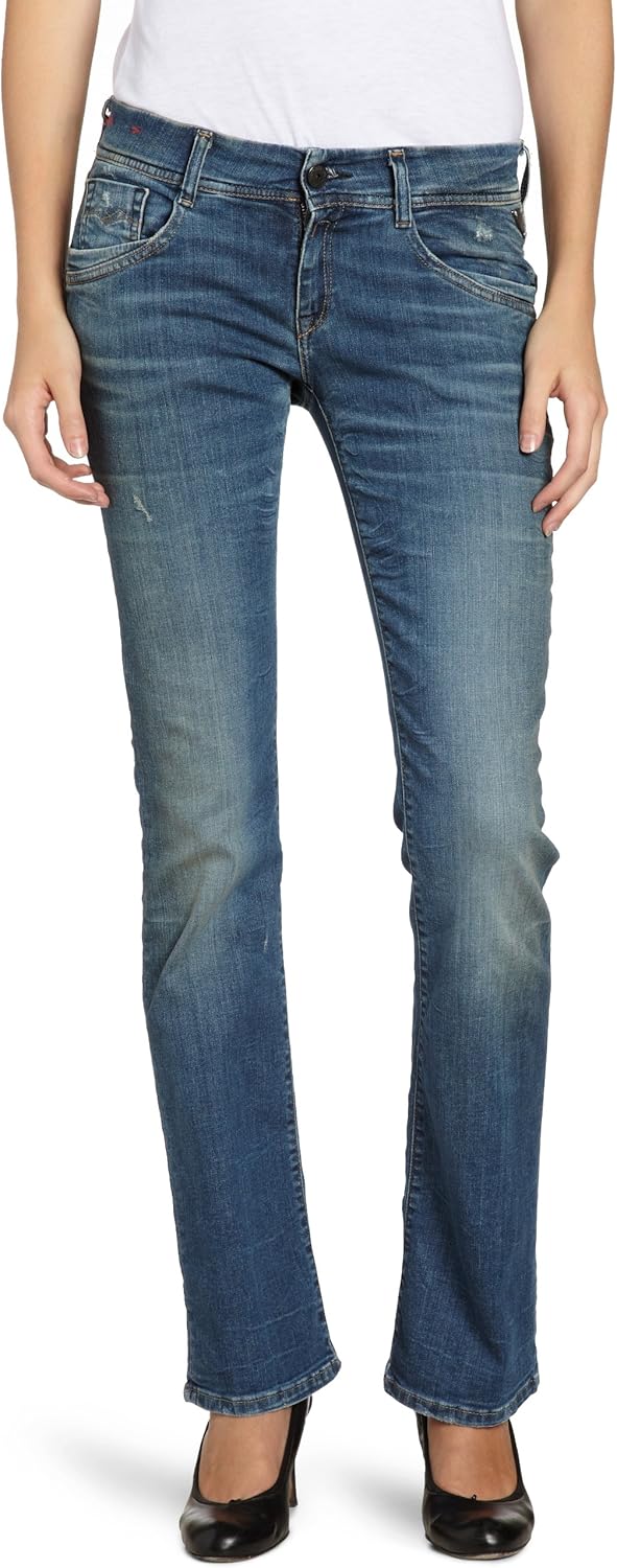 Replay Rearmy Boot Cut Women's Jeans Mid Blue Lasered W27INxL32IN