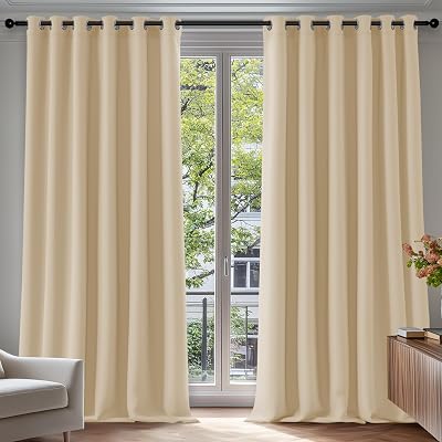Deconovo Blackout Curtains Eyelet 90x108 Biscotti Beige 2 Panels