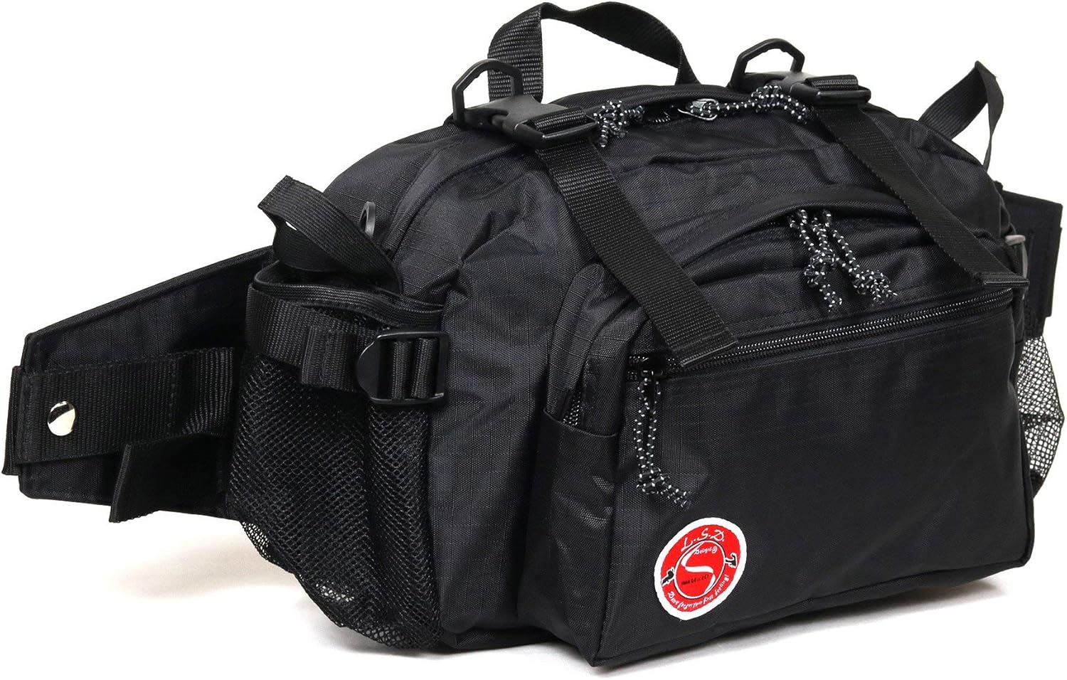 Amazon Lsd Designs ヒップバッグ ロッドホルダー ドリンクホルダー 付き 釣り用 マルチ タックル バッグ L S D ブラック ノーブランド品 タックルバッグ