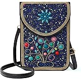 Ayuoejik Small Beaded Crossbody Bag for Women, Boho Cell Phone Shoulder Purse Wallet with Handcrafted Colorful Beads
