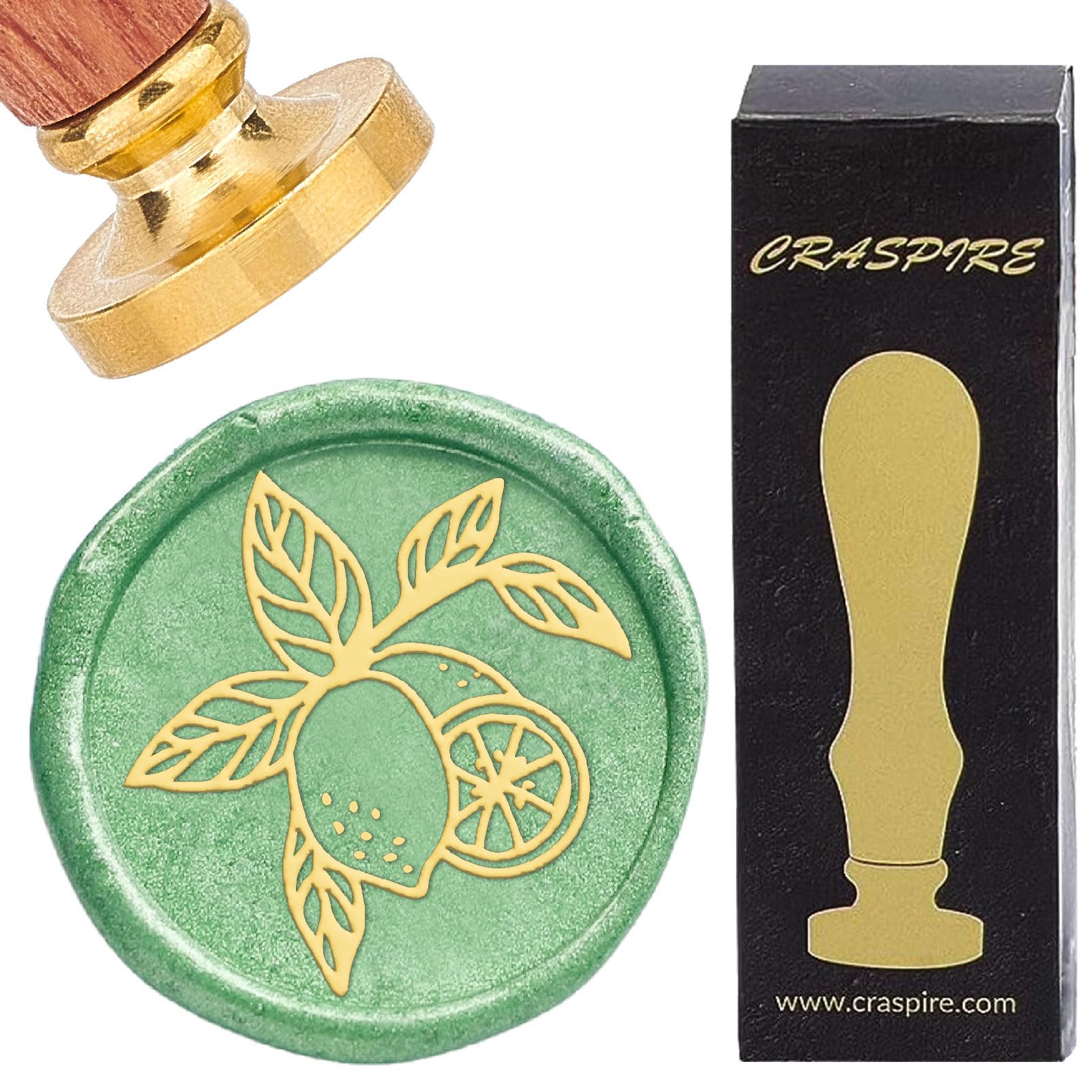 CRASPIRE Lemon Wax Seal Stamp Fruits Vintage 25mm Removable Brass Head Wood Handle Sealing Wax Stamp for Wedding Party Christmas Envelopes Invitations Gift Packing Wrap Decoration