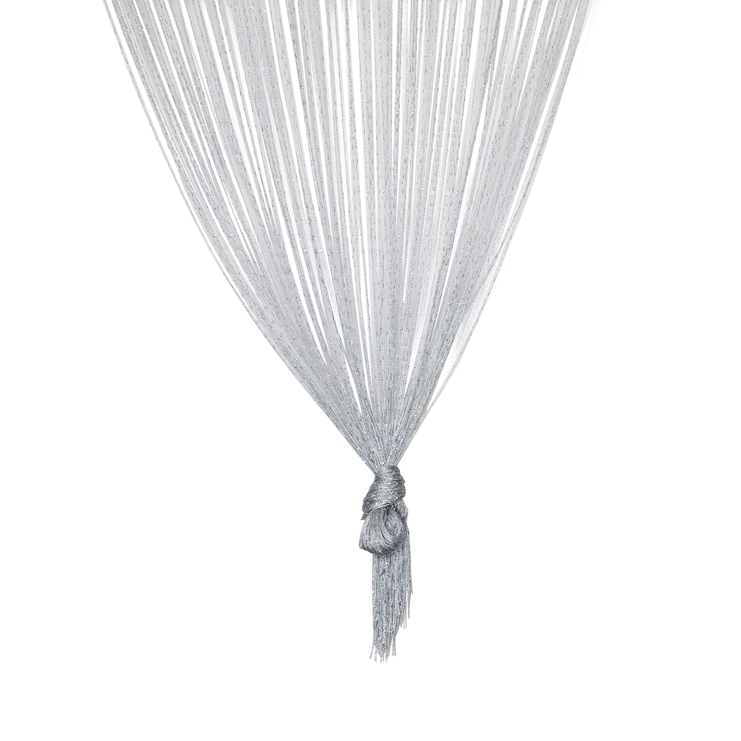 TRIXES Dew Drop Silver Grey String Curtain Panel - 90 x 200 cm - Waterfall Effect - Glitter Thread Partition Divider - Home Decor Accessory - for Doors Doorways and Windows โ image 1