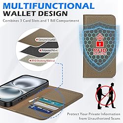 SHIELDON Wallet Case Phone Case for iPhone 16 Plus