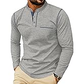 Sailwind Men's Henley Shirts Long Sleeve Button T-Shirt Casual Stylish Cotton Pullover Shirt with Pocket