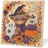 Halloween Pearl Diamond Art Kits for Adults with Frame 10x10in Cow Pumpkin | Halloween Pearl Art Kits for Adults, Special Shape Pearl Diamond Painting Kit, Pearls Art Gem Crafts for Home Wall Decor