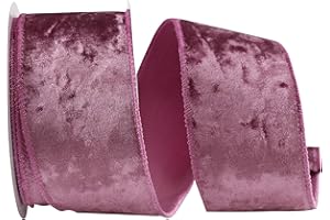 MAYREEL Mauve Crushed Velvet Ribbon Wired 2.5" x 10 Yards Dusty Rose Christmas Wired Edge Ribbon Dusty Pink Christmas Decorations Rose Ribbon for Gift Wrapping Wreath Tree Topper Bow Making Crafts
