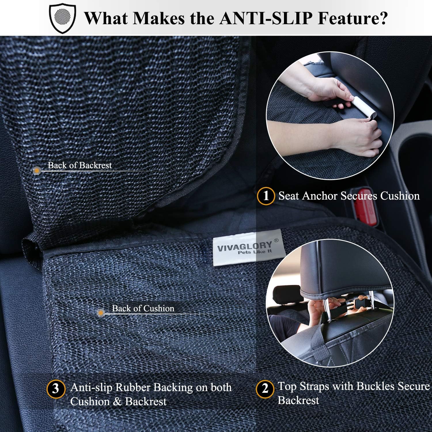 VIVAGLORY Front Car Seat Cover for Dog Seatflex Dog Seat Protector Car Cover for Pet Front Single Bucket Captain Chair Protector - Image 4