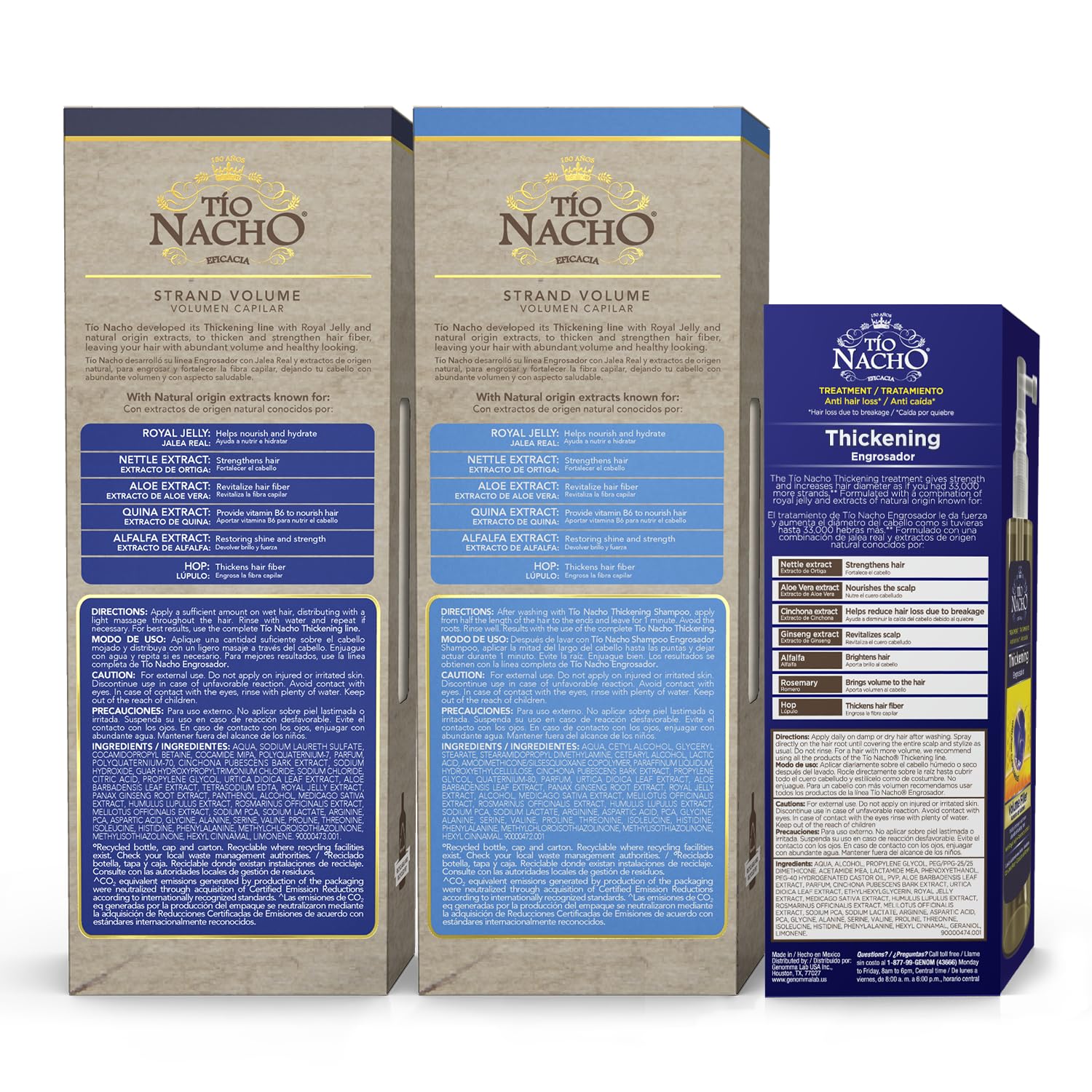 Tio Nacho Thickening Hair Care Bundle - Shampoo, Conditioner, and Treatment, Strengthening System for Fine Hair