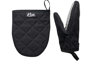 KISX Oven Mitts Heat Resistant – (Black Color) Mini Oven Mitts, Silicone Gloves Heat Resistant, Kitchen Gloves for Cooking, Silicone Oven Mitts & Pot Holders Sets, Kitchen Pot Holders & Oven Mitts Sets