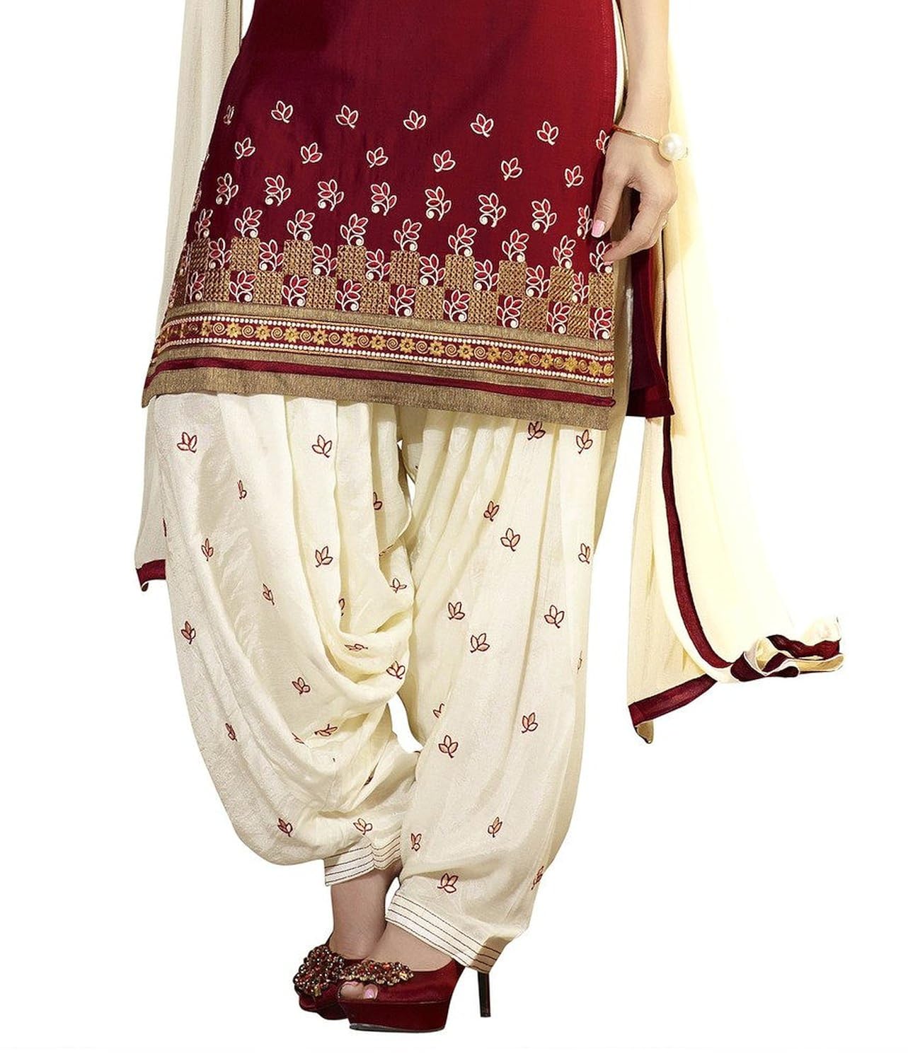 platinum women's cotton dress material (1001 r_free size_maroon)