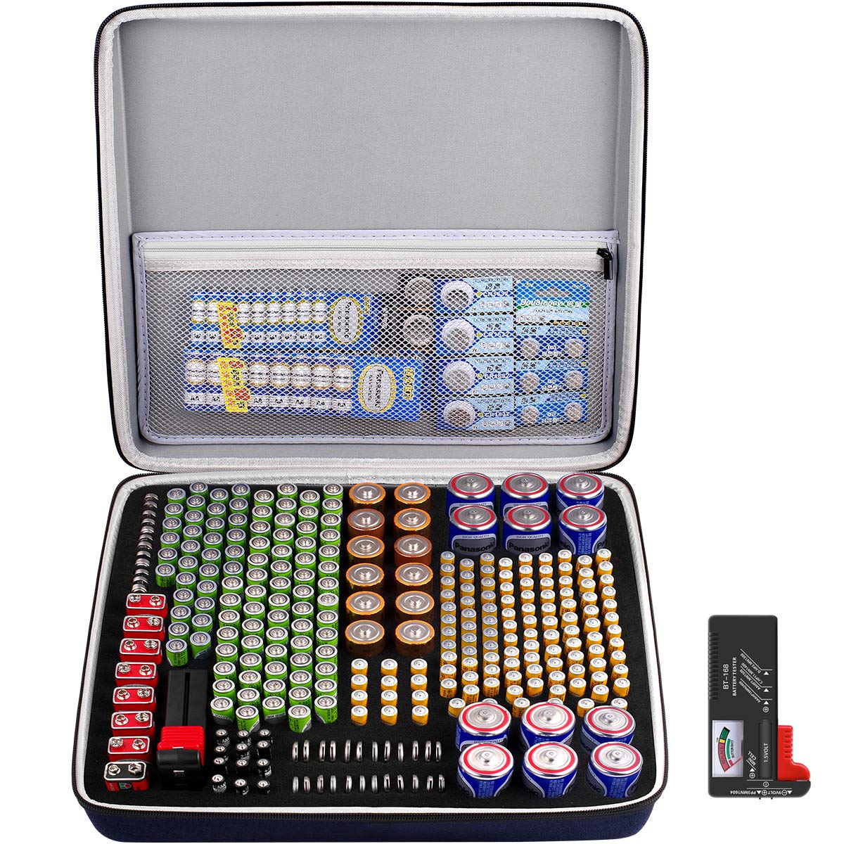 Photo 1 of Comecase Extra Large Battery Organizer Storage Box, Garage Carrying Case Bag Holder - Holds Up to 300+ Batteries AA AAA C D 9V Lithium 3V with Battery Tester (Batteries are Not Included)
