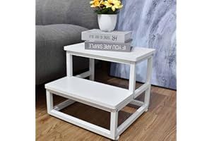 YAKANJ Step Stools for Adults Kids,Heavy Duty Sturdy Step Stool Helper for Kitchen Bathroom,Hold Up to 500 Lbs Capacity Metal Frame -White