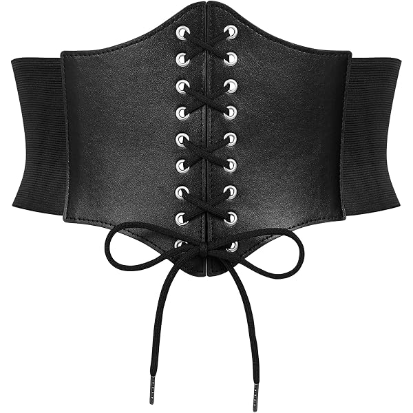 1716 Women Wide Waist Belt Vintage Elastic Corset Lace-up Tied Waspie WHIPPY Women main image 2