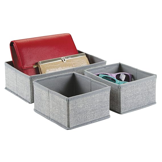 iDesign 04843EU Aldo Schubladen,Organizer aus Stoff, grau, Polypropylen, 3er Set