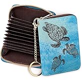 WIRESTER Leather Mini Purse Credit Card Holder Wallet, RFID Blocking Card Holder, Zipper Keychain Card Wallet Organizer Case
