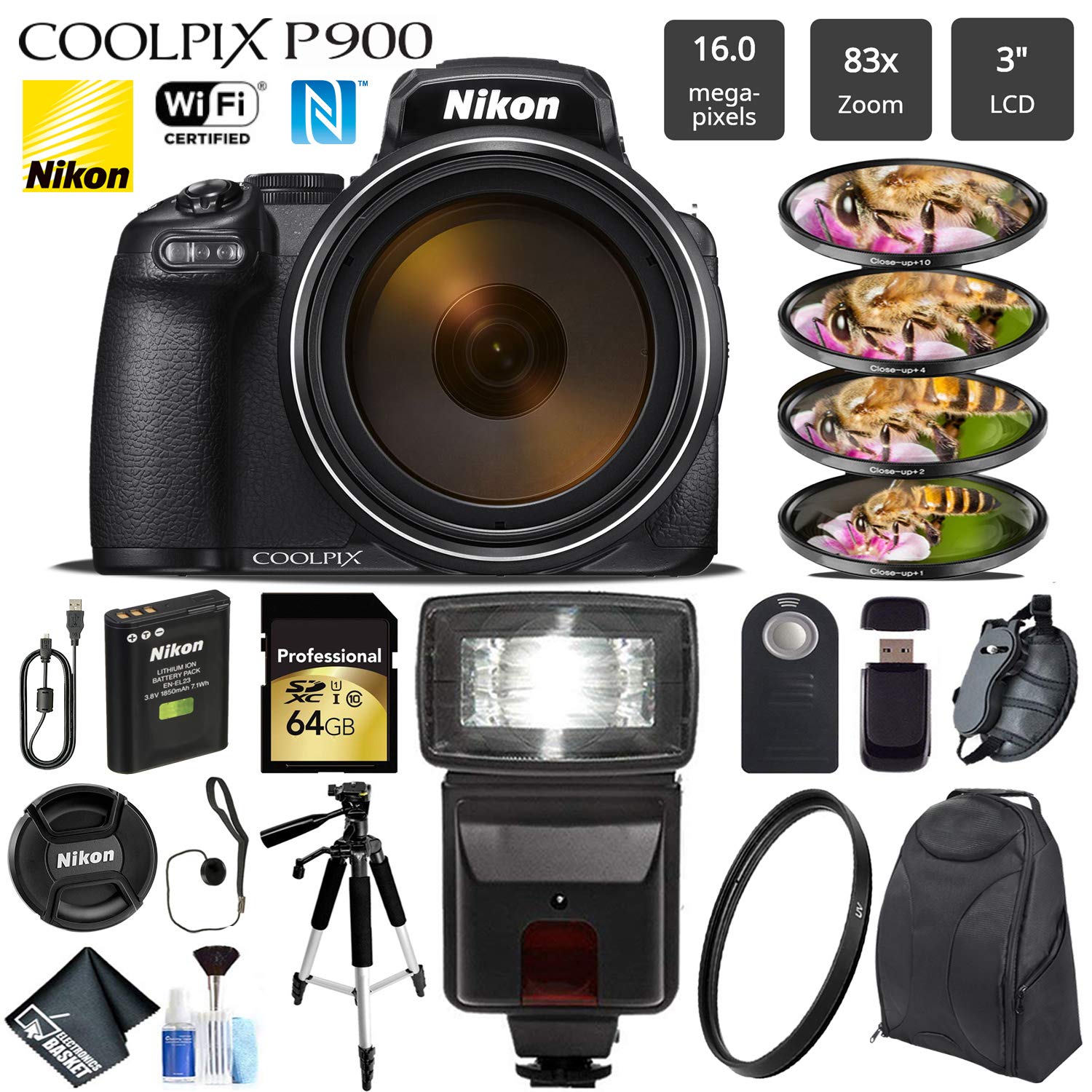 Nikon COOLPIX P900 K1 16MP Digital Camera Black (Bundle Kit) 806802604893 eBay