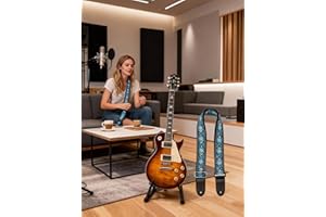 Guitar Strap Wide Padded Adjustable Polyester Printed Shoulder Strap for Acoustic Electric Guitars Folk Style