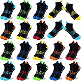 JAMEGIO Boys Socks 18 Pairs kids Half Cushion Low Cut socks Sport Ankle Athletic Sock for Little Big Kids Size Age 3-14 Years