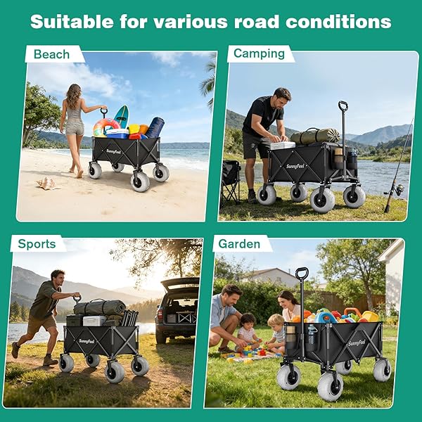 SUNNYFEEL 330LBS WAGONS CARTS FOLDABLE WITH EXTENDED TAILGATE,HEAVY DUTY COLLAPSIBLE FOLDING WAGON CARTS WITH WHEELS,LIGHTWEIGHT FOLD UP WAGON CART FOR OUTDOOR CAMPING BEACH GARDEN GROCERY(BLUE)