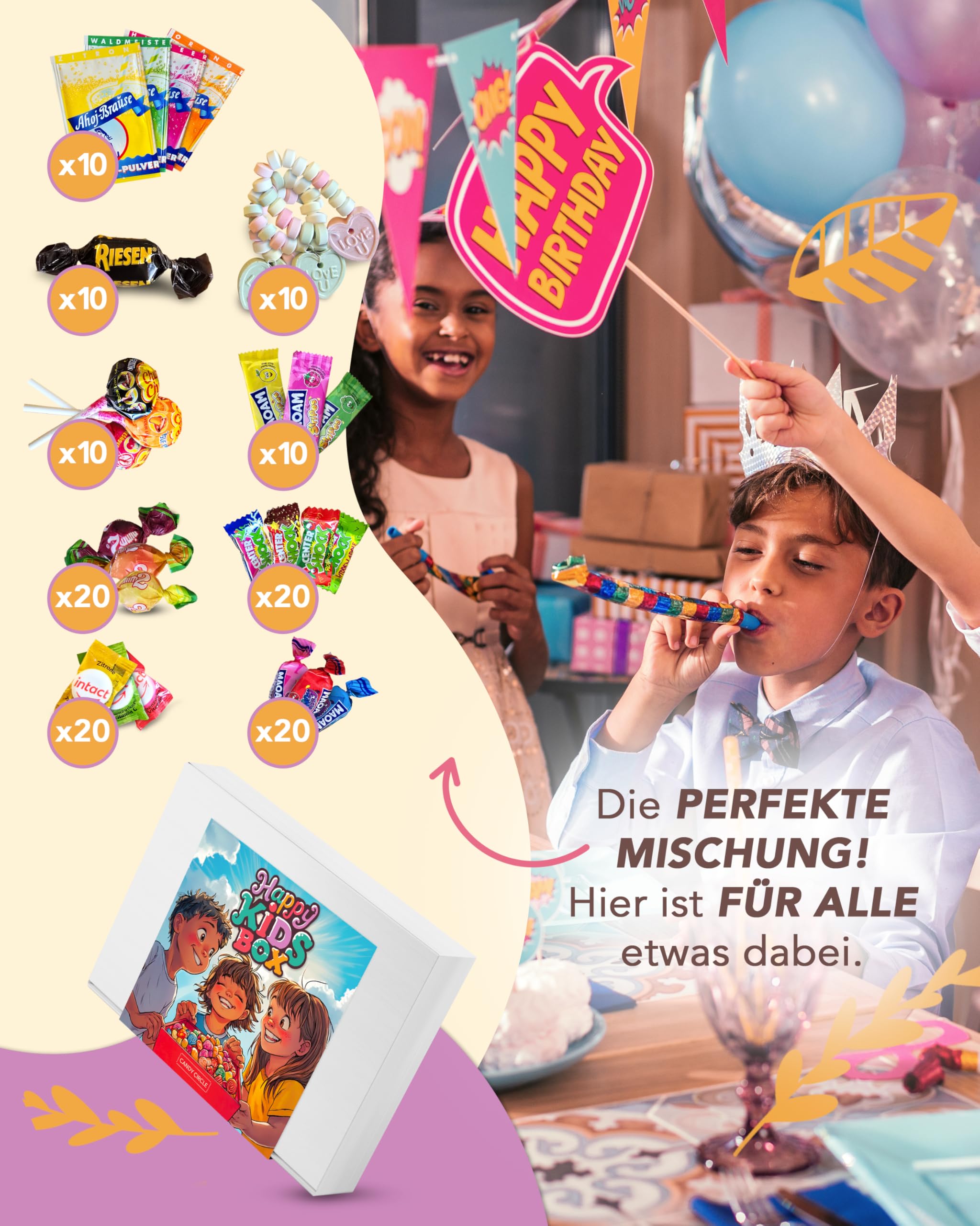 Süßigkeiten Box von Candy Circle - Süßigkeiten für Adventskalender, Kinder Mix - XXL Süssigkeiten Box - Süssigkeiten Grosspackung für Kindergeburtstag, Pinata Füllung oder Wurfmaterial 3