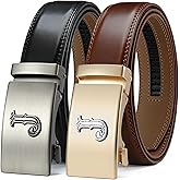 DOOPAI Men's Leather Ratchet Belts 2 Pack Adjustable Click Belt Set for Dress & Casual, Custom Fit 1 3/8" (35mm) -Trim to Fit