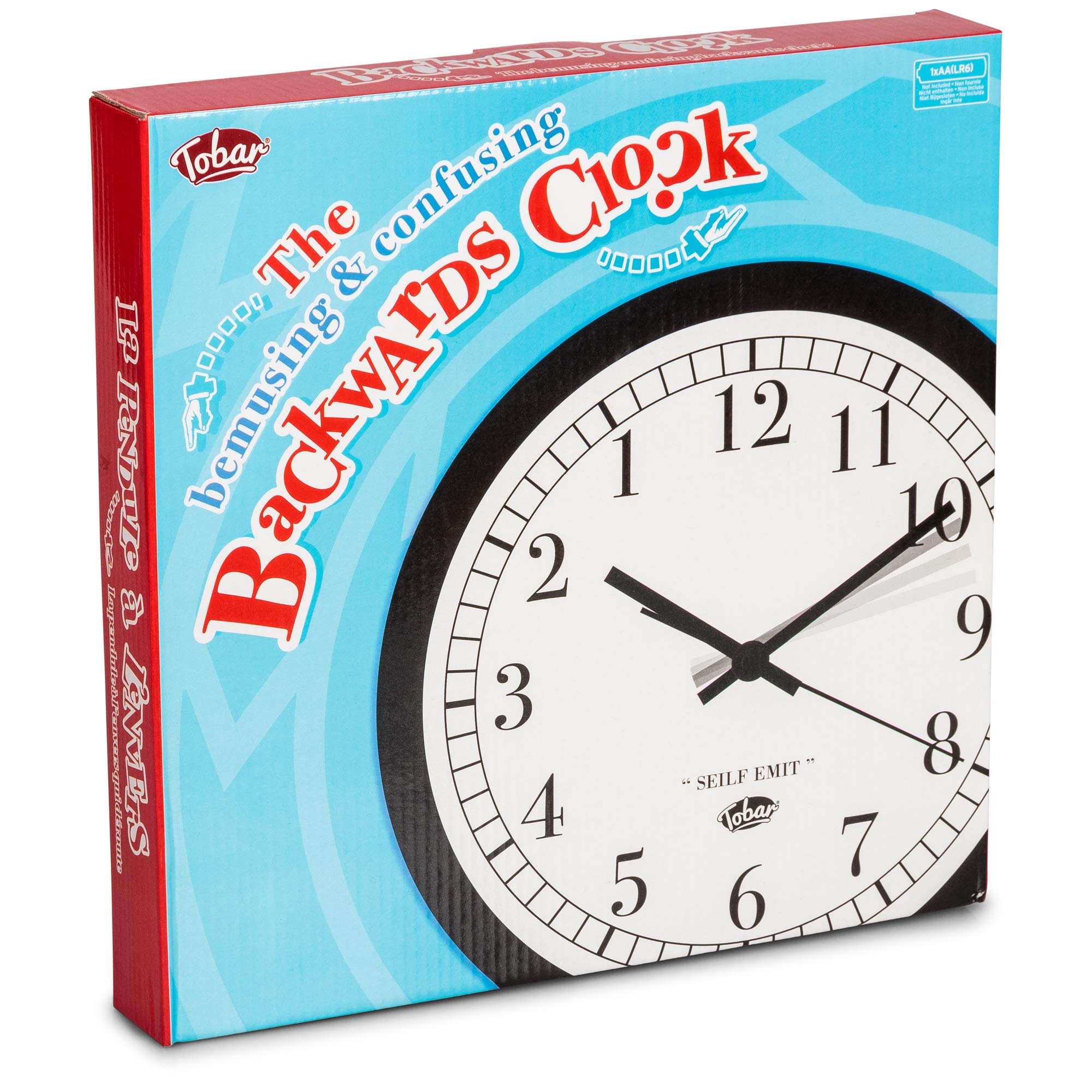 Tobar Backwards Wall Clock, blue, 1 pièce, 05143