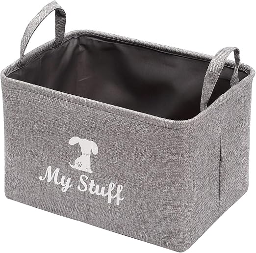 Pethiy Canvas Dog Toy Basket Basket for Dog Toys, Dog Blanket, Dog Clothes Storage 38cm(15in