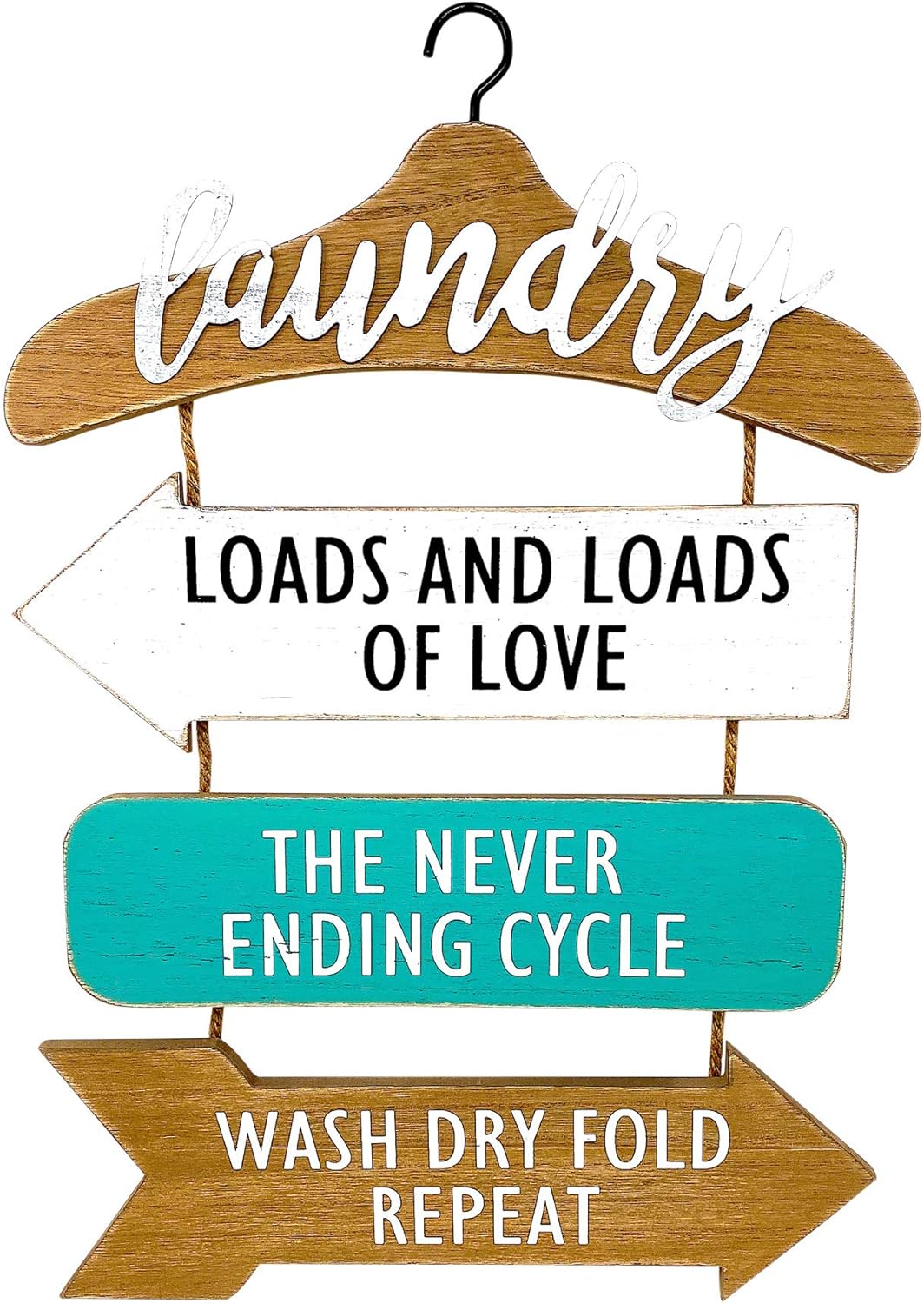 Laundry Sign Room Door Wall Decor Art For Modern Home Metal & Wood 19