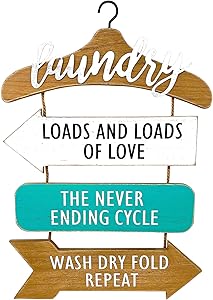 Laundry Sign Room Door Wall Decor Art For Modern Home Metal & Wood 19