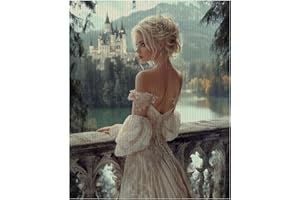 Elegant Lady Cross Stitch Kits for Beginners, Nature Landscape Beginner Embroidery Kit for Adults, 11CT Counted Cross Stitch 