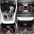 Auovo Anti Dust Mats for Toyota RAV4 Accessories 2025 2024 2023 2022 2021 2020 2019 Custom Car Cup Holder Insert Liner Coaster Center Console Door Pads (14pcs/Set)(red)