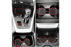 Auovo Anti Dust Mats for Toyota RAV4 Accessories 2025 2024 2023 2022 2021 2020 2019 Custom Car Cup Holder Insert Liner Coaster Center Console Door Pads (14pcs/Set)(red)