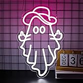 Gdbkabf Cowboy Ghost Neon Sign, Neon Signs for Wall Decor Neon White Pink LED Signs Room Neon Light Up Signs Home Decor for Bedroom Club Party Bar Shop USB Operated