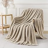 YIICKO Khaki Throw Blanket for Couch Sofa 50x60 inches Striped Design | Fleece Blankets Room Home Decor Lightweight Plush Soft Cozy Gifts for Women Mom