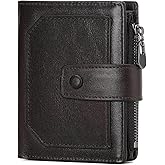 GAEKEAO Genuine Leather Wallets for Men with Zipper, RFID Blocking Mens Wallet with Coin Pouch, Bifold Wallet with 2 ID Windows in Gift Box, Billeteras de Hombres