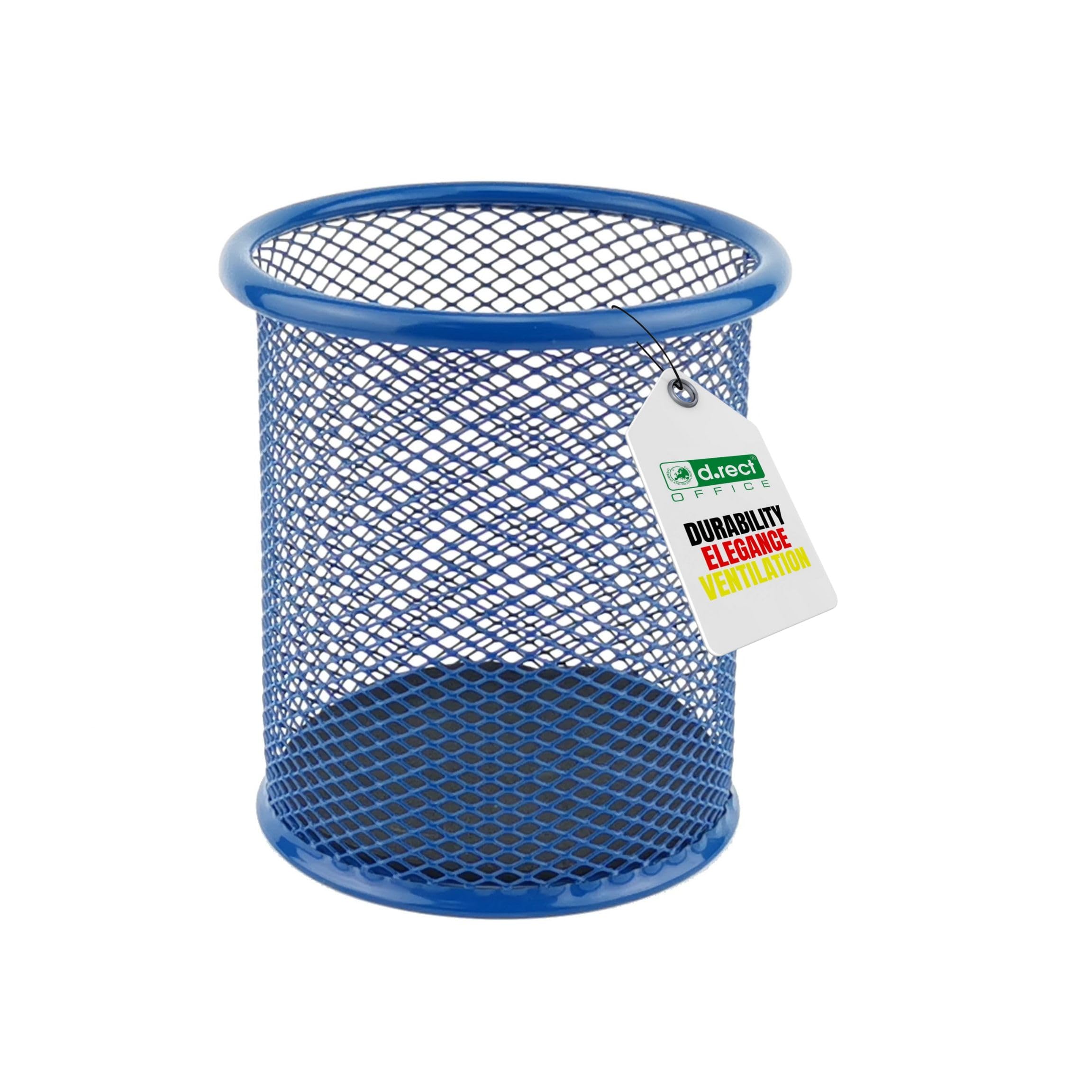 LEVIATAN Metal Pencil Holder | Round Metal Pen Holder | Multifunction Mesh Pen Pot | Perfect for School, Office, Home | Ø 91mm | Blue