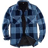 Men's Warm Sherpa Lined Fleece Plaid Flannel Shirt Jacket(All Sherpa Fleece Lined)