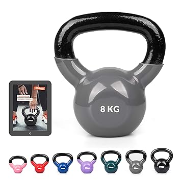 Joyletics Kettlebell »Shiny« + e-Book Hanteltraining | Hantel mit Vinyloberfläche Vinyl Kugelhantel Rutschfest und bodenschon