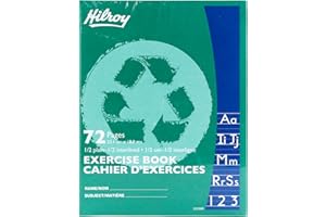 Hilroy Recycled Stitched Exercise Book, 1/2 plain, 1/2 interlined, 72 Pages/36 Sheets, 7-1/8” (180 cm) x 9-1/8” (23.1 cm) She